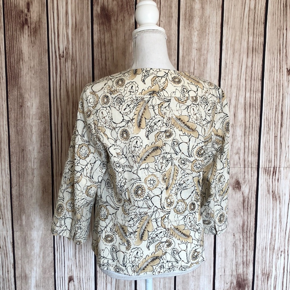 J. Jill Floral Cream/Brown/Tan Jacket Small - Picture 3 of 7